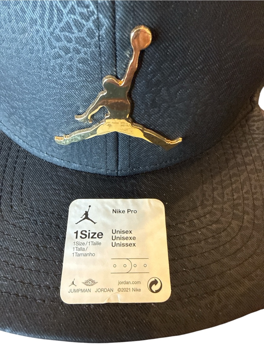 Nike Jordan Pro Elephant Ingot Black Snapback Hat with Gold Jumpman Emblem - Picture 2 of 5